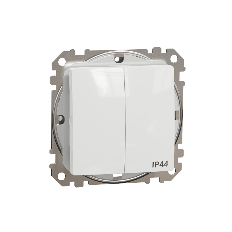 Двоклавішний вимикач IP44, 10А, Білий Sedna Design