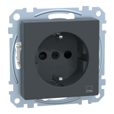 Розетка з заземленням зі шторками та сим "Комп'ютер" 16А SysM антрацит