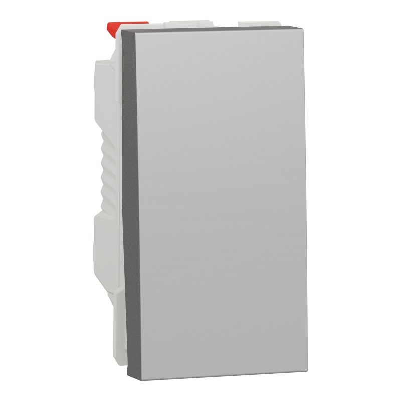 Перемикач 1-клавішний схема 6, 10А, 1 модуль алюміній