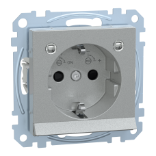 Розетка з заземленням зі штор місц для марк та підсв 16А SysM алюміній