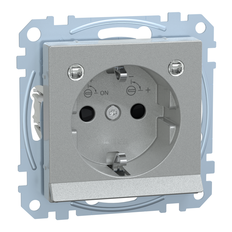 Розетка з заземленням зі штор місц для марк та підсв 16А SysM алюміній