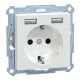 Розетка Schuko з 2 USB 2,4 A акт.біл. SM
