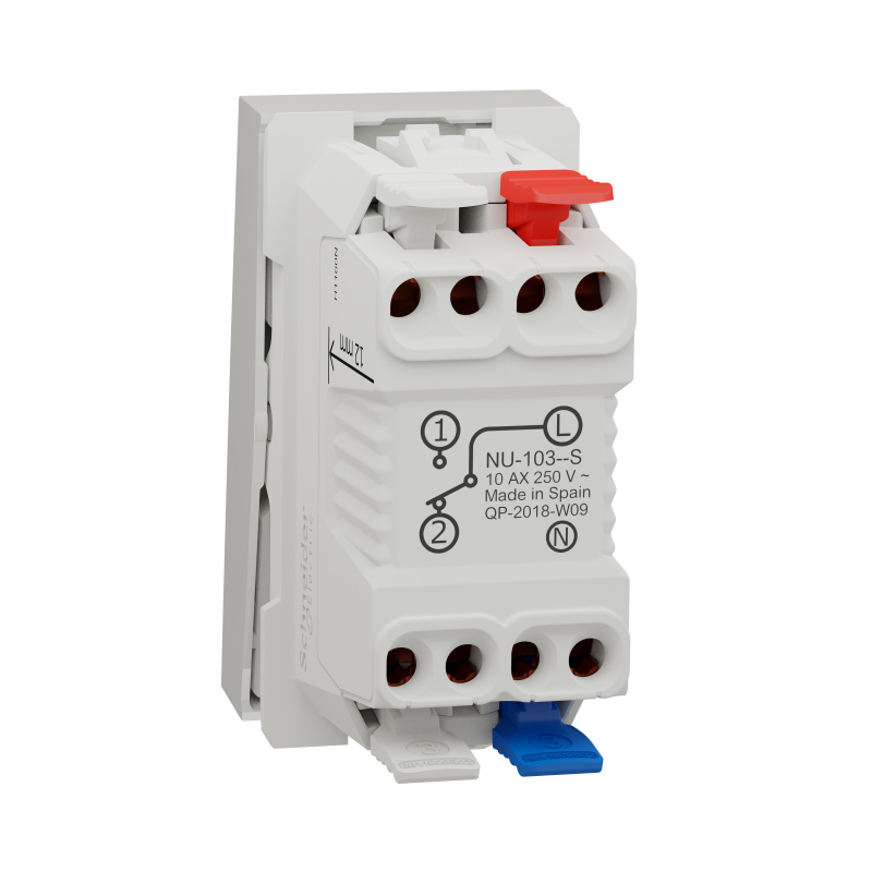 Перемикач 1-клавішний з нейтраллю, 10А, 1 модуль білий