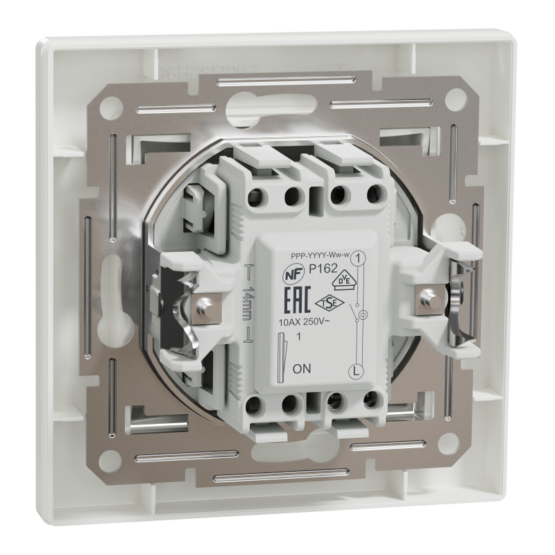 ВИМИКАЧ ОДНОКЛАВІШНИЙ, З ПІДСВІТКОЮ, САМОЗАЖИМНИЙ, БІЛИЙ ASFORA