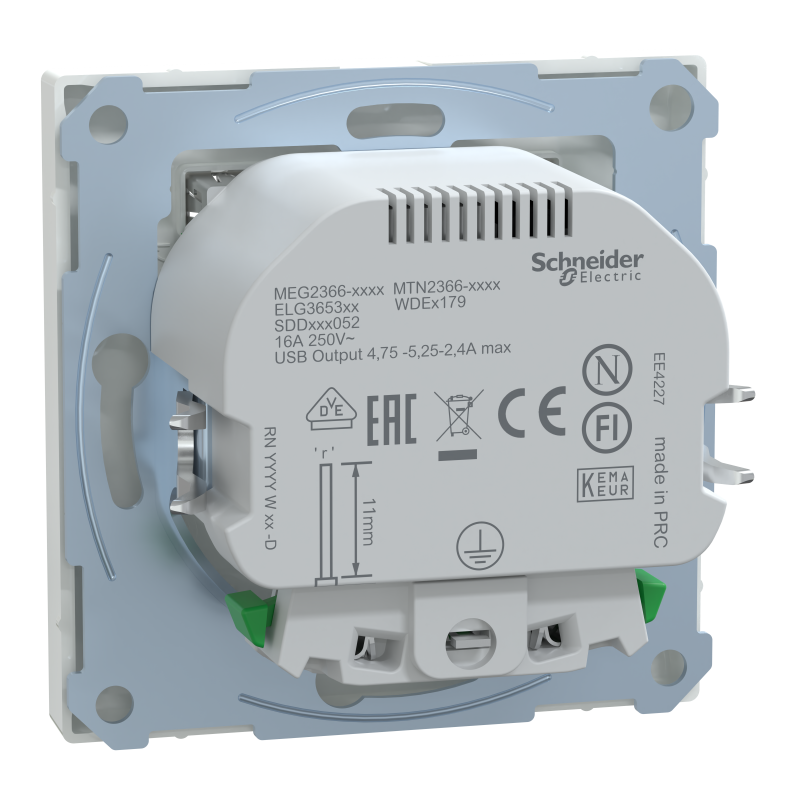 Роз.Schuko з 2 USB 2,4 A Біл. Лотос SD