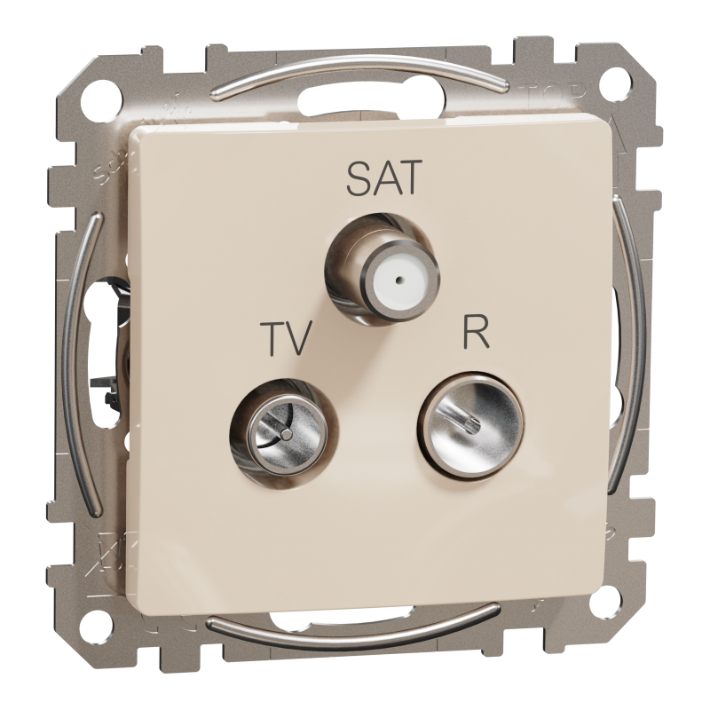 TV/SAT/R socket, Sedna Design & Elements, male IEC, female IEC, terminal, 4dB, PRO, beige