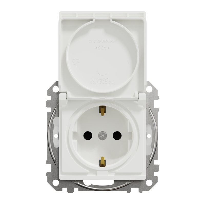 Розетка з заземлення, зі шторками, та з кришкою IP44 Білий Sedna Design