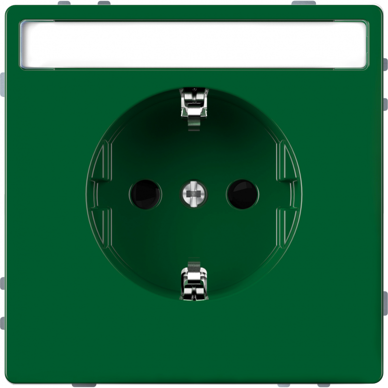 Розетка з заземленням зі шторками та місц для марк 16А SysD зелений