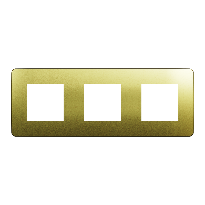 Cover frame, Unica Studio Metal, 3 gangs, gold
