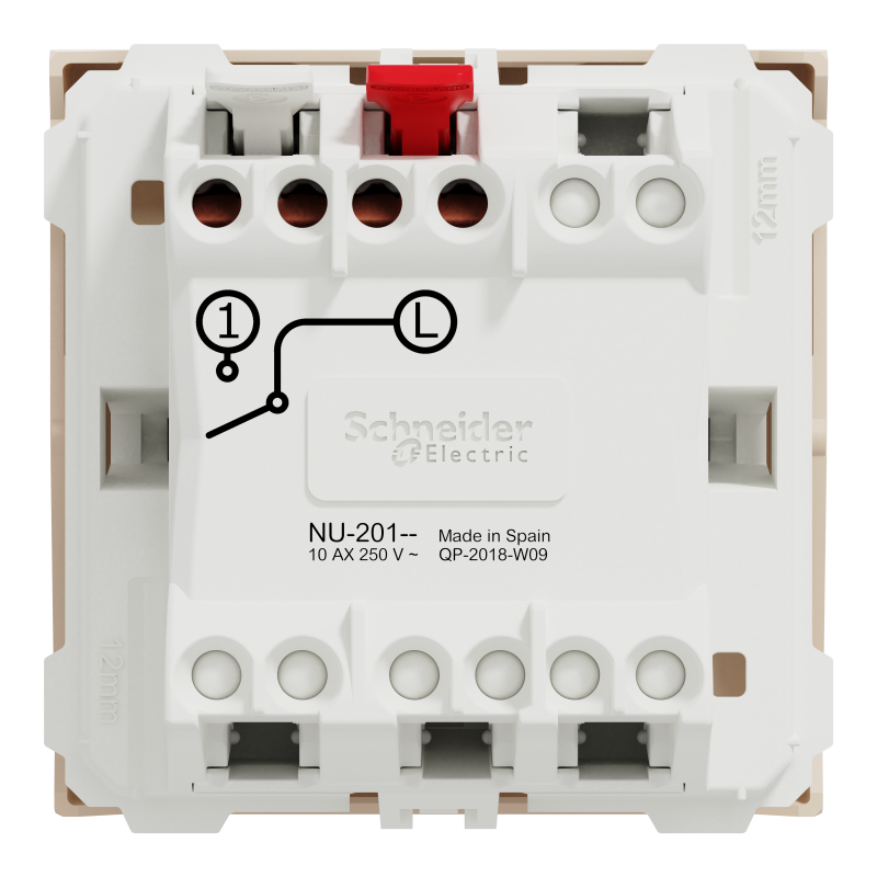 Вимикач 1-клавішний, 10А, 2 модулі бежевий Unica New Studio