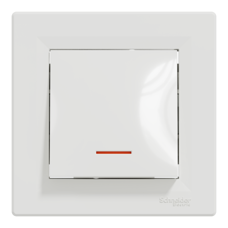 ВИМИКАЧ ОДНОКЛАВІШНИЙ, З ПІДСВІТКОЮ, САМОЗАЖИМНИЙ, БІЛИЙ ASFORA