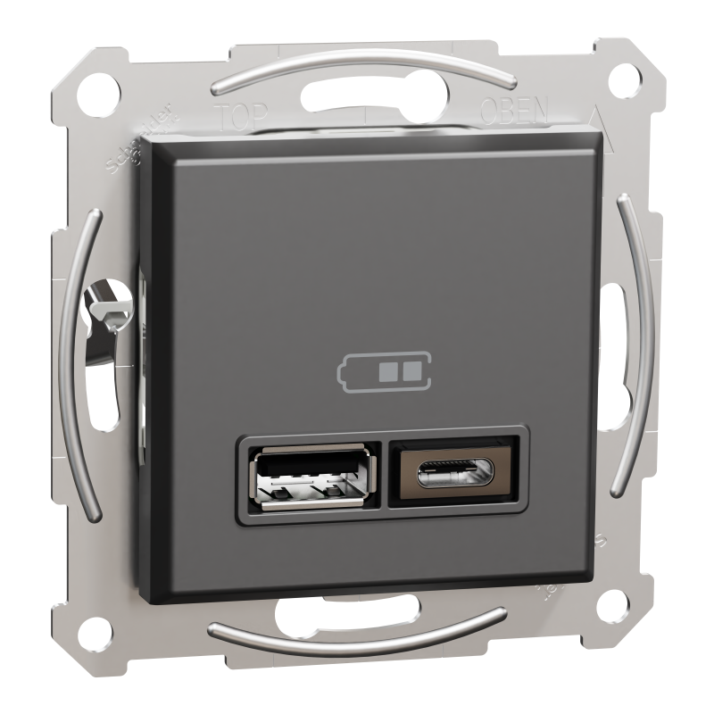 Asfora - double USB charger 2.4 A - anthracite