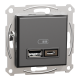 Asfora - double USB charger 2.4 A - anthracite