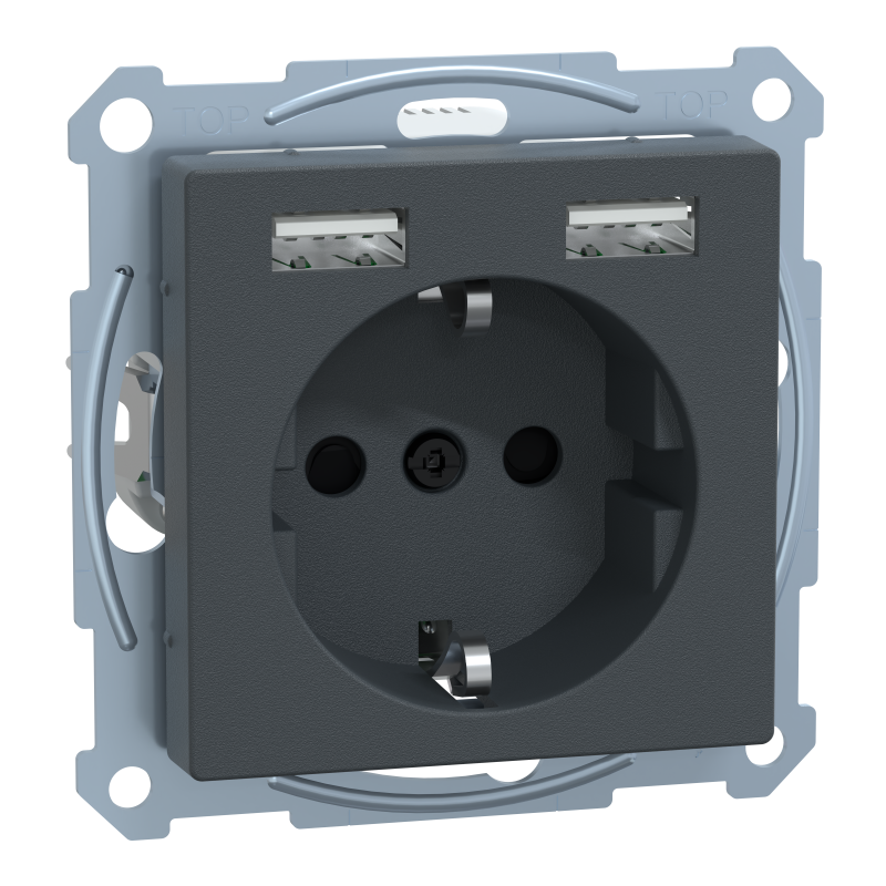 Розетка Schuko з 2 USB 2,4 A антр. SM