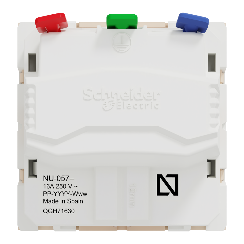 Розетка з заземленням та шторками, 16А, самозатискні клеми, бежева Unica New