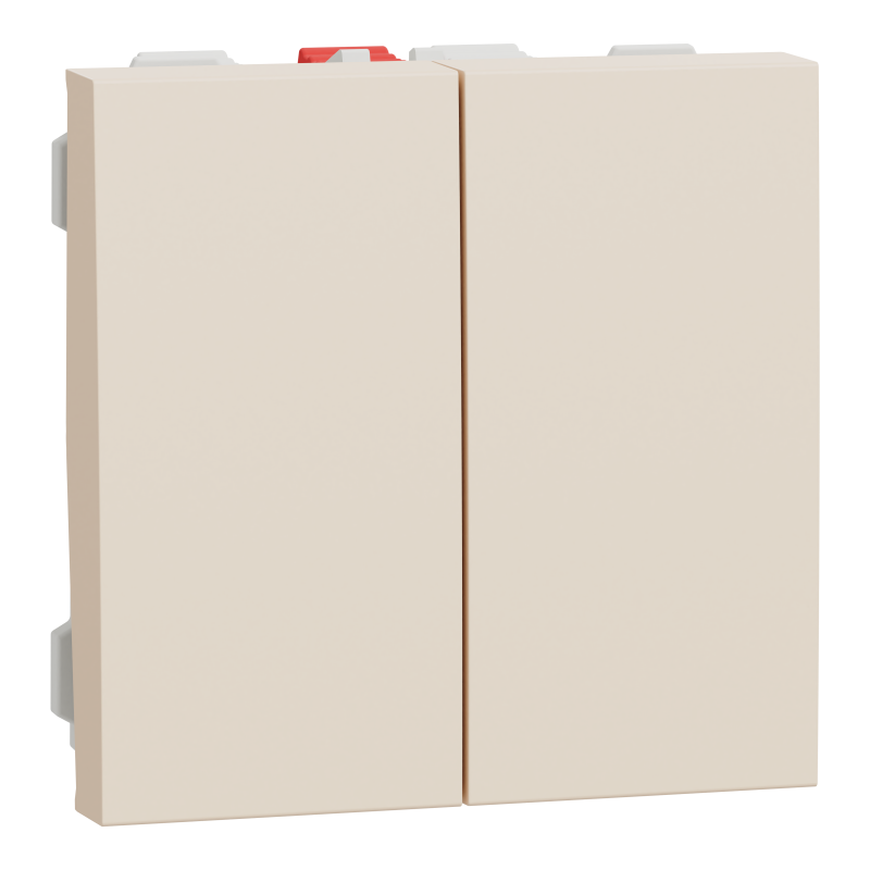 Вимикач 2-клавішний, 10 А, 2 модулі, бежевий Unica New Studio
