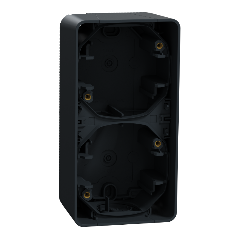 Подвійний блок для поверхневого монтажу IP55 Mureva Styl, вертикальний, чорний