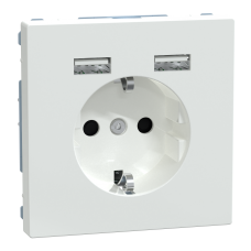 Розетка з заземленням зі шторками та USB тип A+A 16А SysD білий лотус