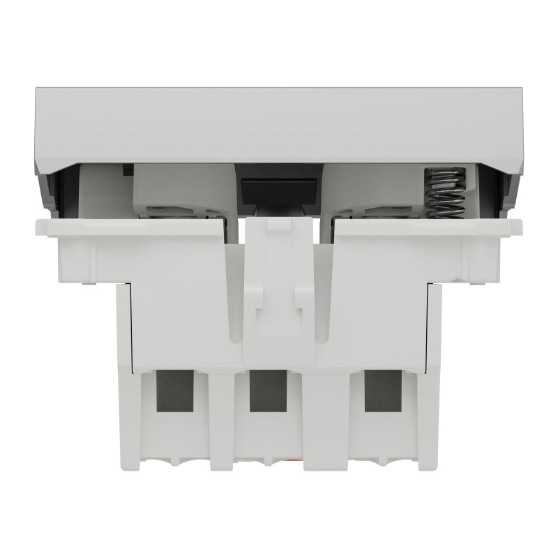 Вимикач 1-клавішний кнопковий схема 1, 10А, 2 модулі алюміній