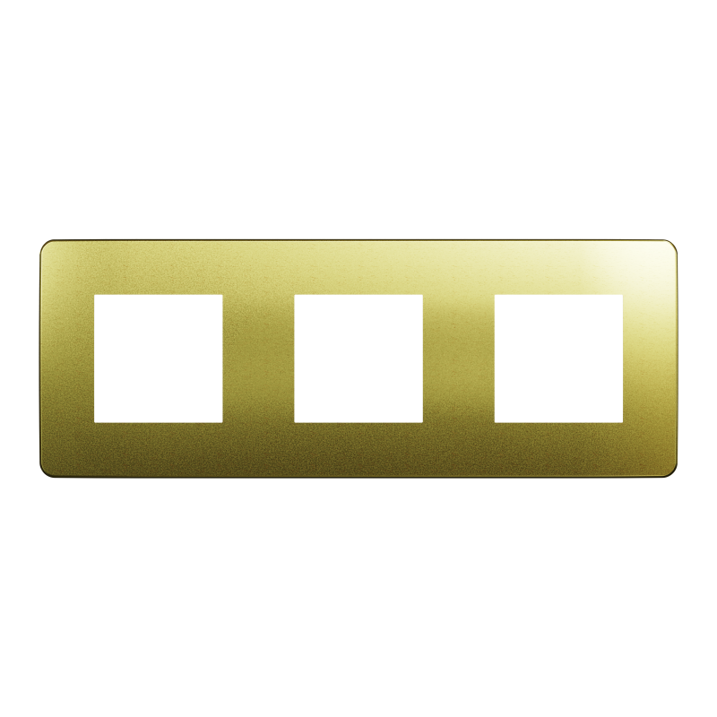 Cover frame, Unica Studio Metal, 3 gang, 3 x 2 modules, gold or beige