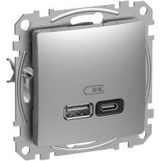 USB розетка A+C, 3 A, 45 Вт, Алюміній Sedna Design