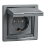 РОЗЕТКА IP44 З КРИШКОЮ, З ЗАЗЕМЛЕННЯМ, З ЗАХИСНИМИ ШТОРКАМИ, СТАЛЬ ASFORA