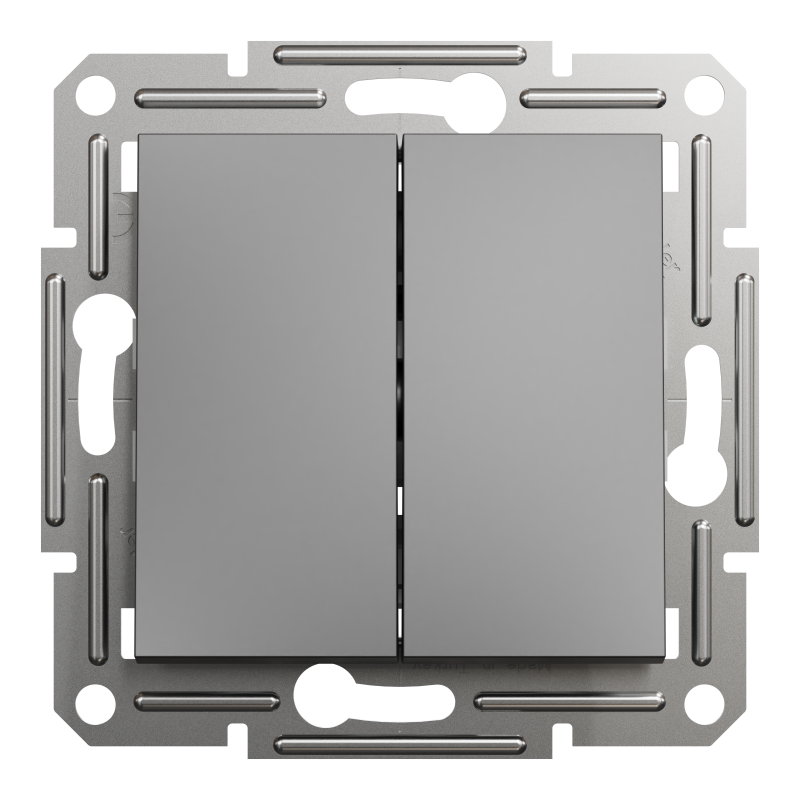 ВИМИКАЧ ДВОКЛАВІШНИЙ САМОЗАЖИМНИЙ ASFORA АНТРАЦИТ