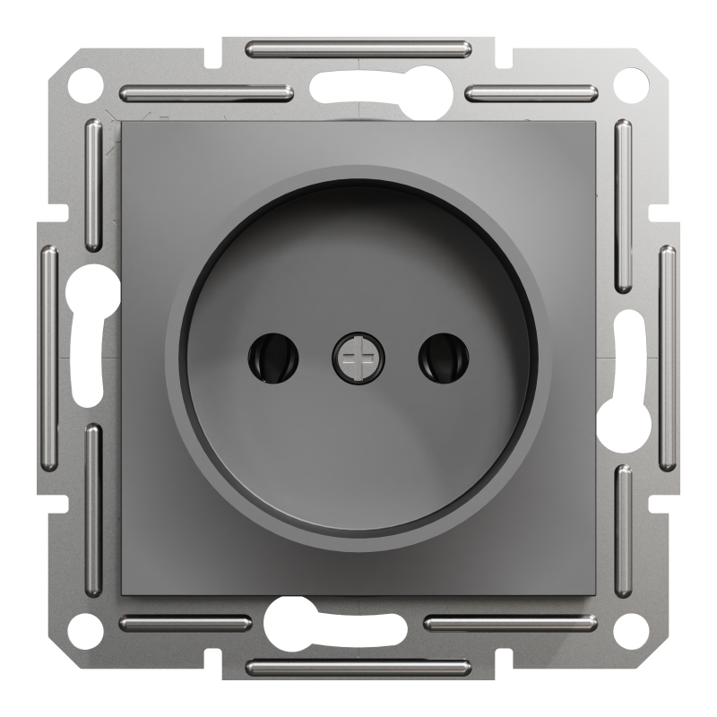 РОЗЕТКА БЕЗ ЗАЗЕМЛЕННЯ ASFORA АНТРАЦИТ