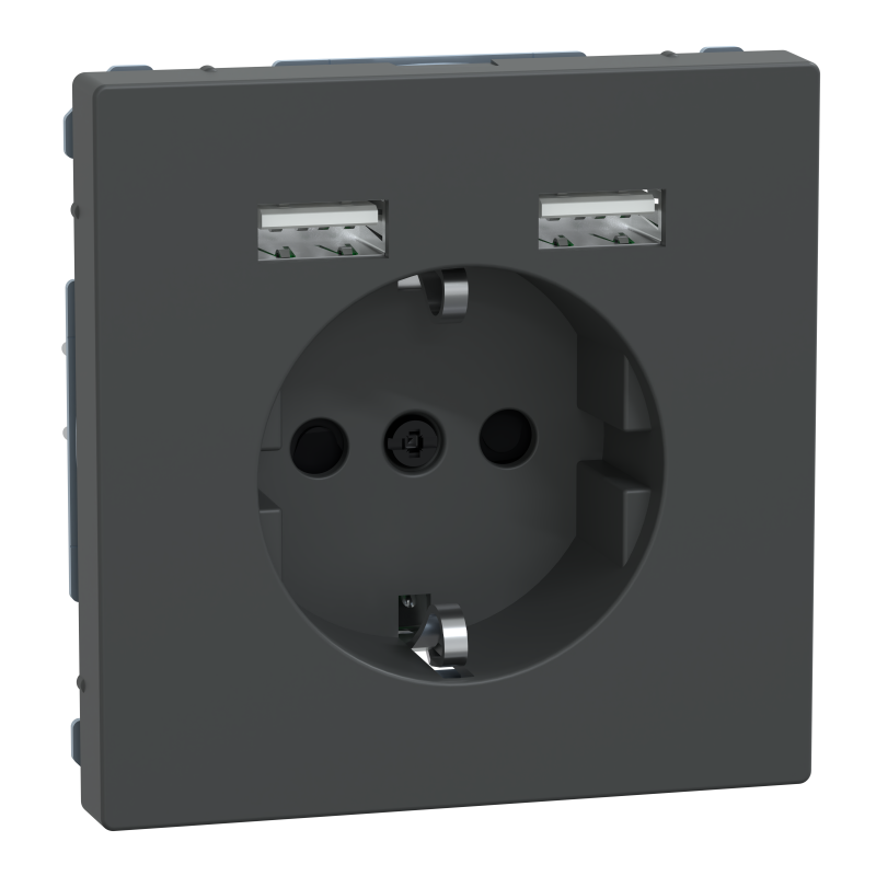 Розетка Schuko з 2 USB 2,4 A Антрацит SD