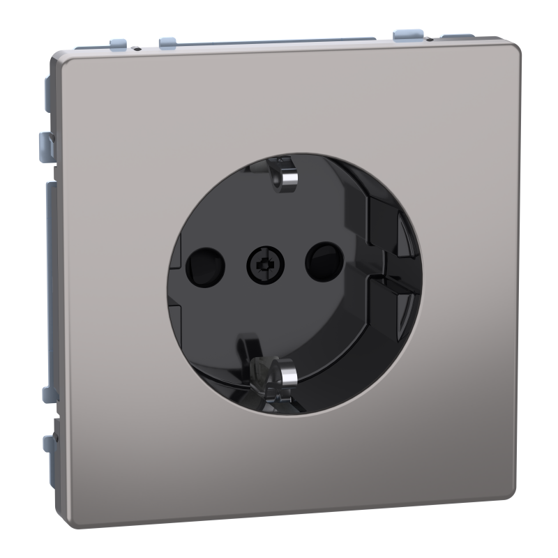 Розетка з заземленням та зі шторками 16А SysD нікель