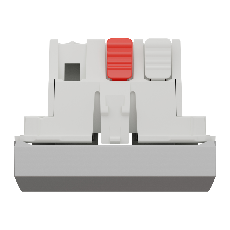 Вимикач 1-клавішний кнопковий схема 1, 10А, 2 модулі алюміній