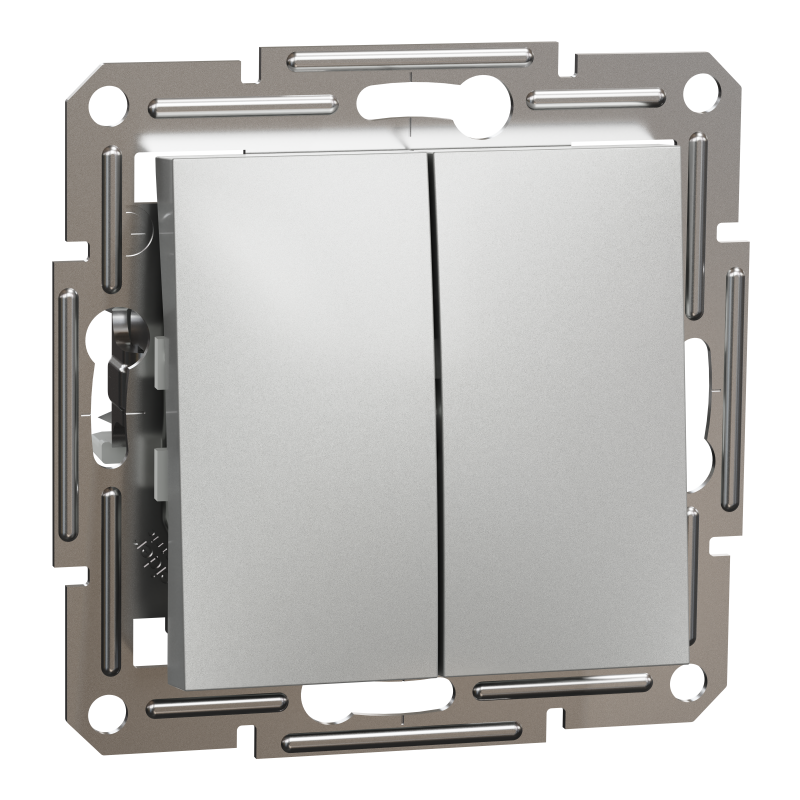 ВИМИКАЧ ДВОКЛАВІШНИЙ САМОЗАЖИМНИЙ ASFORA АЛЮМІНІЙ