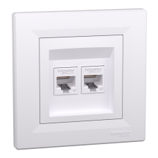 РОЗЕТКА КОМП'ЮТЕРНА RJ45 UTP КАТ.6 ПОДВІЙНА БІЛА ASFORA