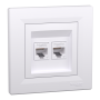 РОЗЕТКА КОМП'ЮТЕРНА RJ45 UTP КАТ.6 ПОДВІЙНА БІЛА ASFORA