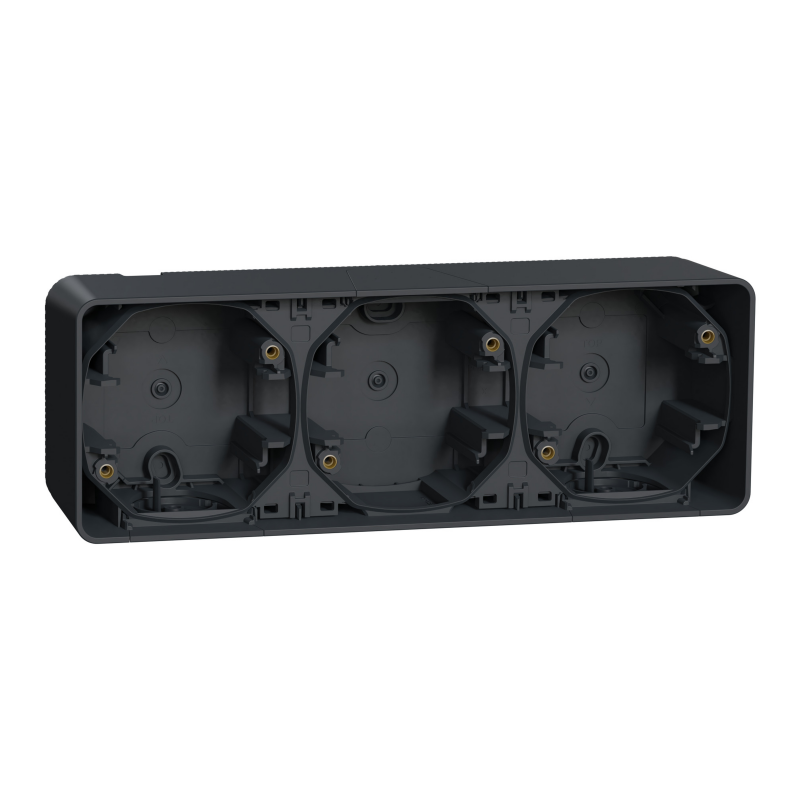 Потрійний блок для поверх. монтажу IP55 Mureva Styl, горизонтальний, чорний