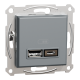 Asfora - double USB charger 2.4 A - steel