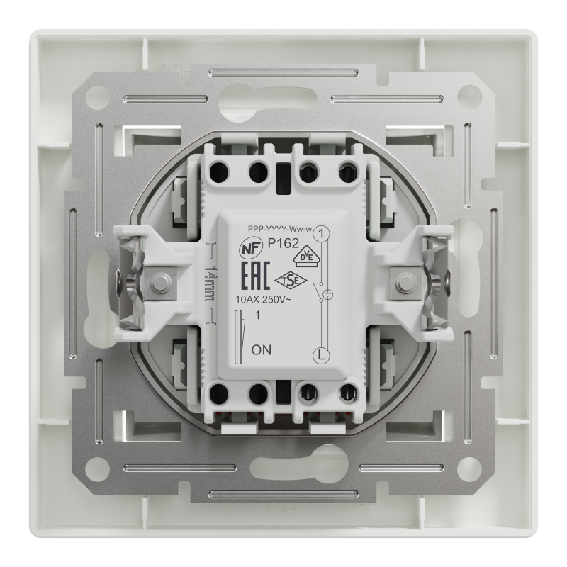 ВИМИКАЧ ОДНОКЛАВІШНИЙ, З ПІДСВІТКОЮ, САМОЗАЖИМНИЙ, БІЛИЙ ASFORA