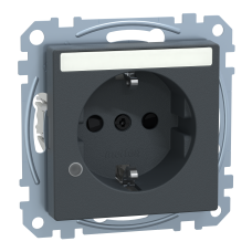 Розетка з заз зі штор місц для марк та індик лам 16А SysM антрацит