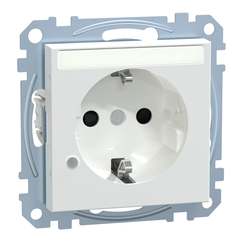 Розетка з заз зі штор місц для марк та індик лам 16А SysM активно-білий гл