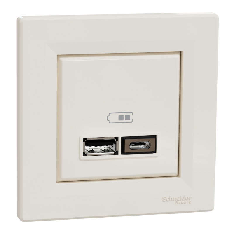 Asfora - double USB charger 2.4 A - cream