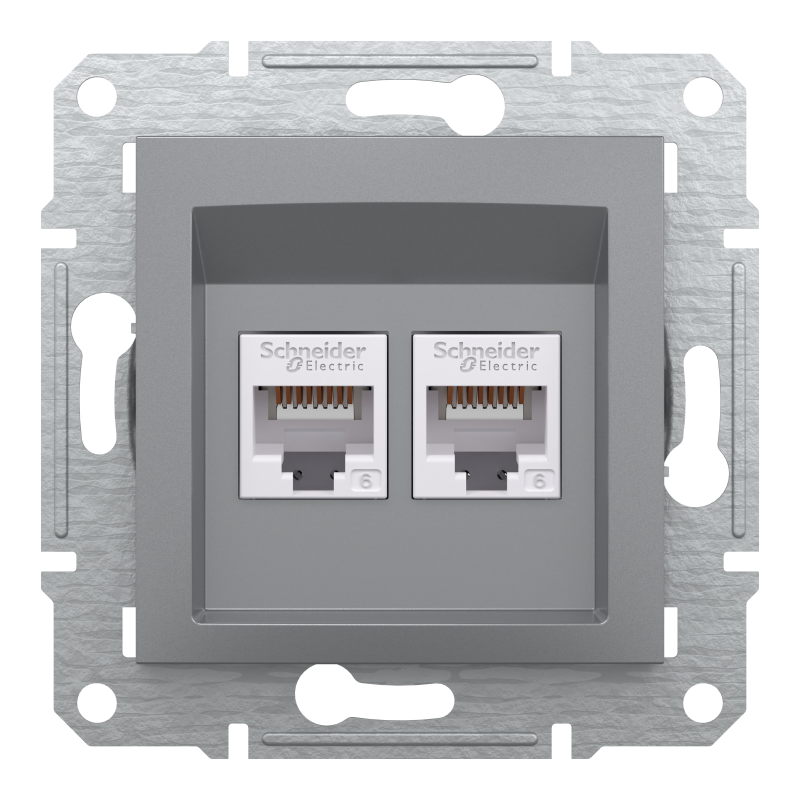 РОЗЕТКА КОМП'ЮТЕРНА RJ45 UTP КАТ.6 ПОДВІЙНА ASFORA СТАЛЬ