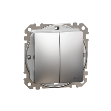 Двоклавішний вимикач IP44, 10А, Матовий алюміній Sedna Elements