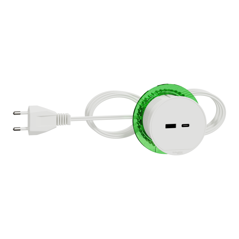 Unica system+, Настільний блок XS з USB типу A та USB типу C, білий