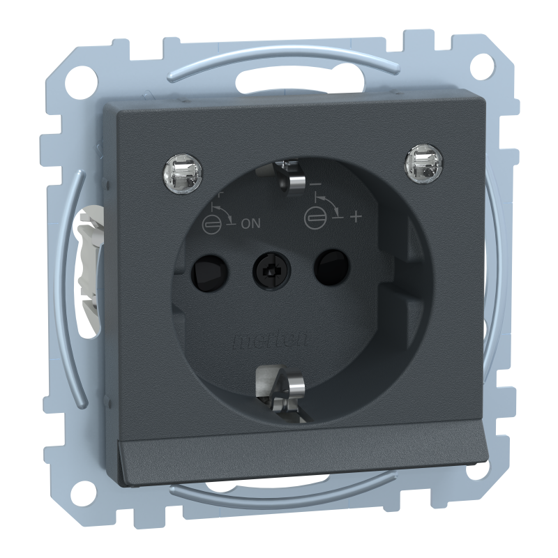 Розетка з заземленням зі штор місц для марк та підсв 16А SysM антрацит