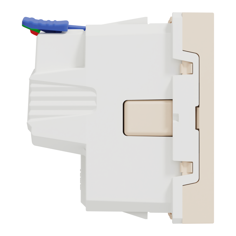 Розетка з заземленням та шторками, 16А, самозатискні клеми, бежева Unica New