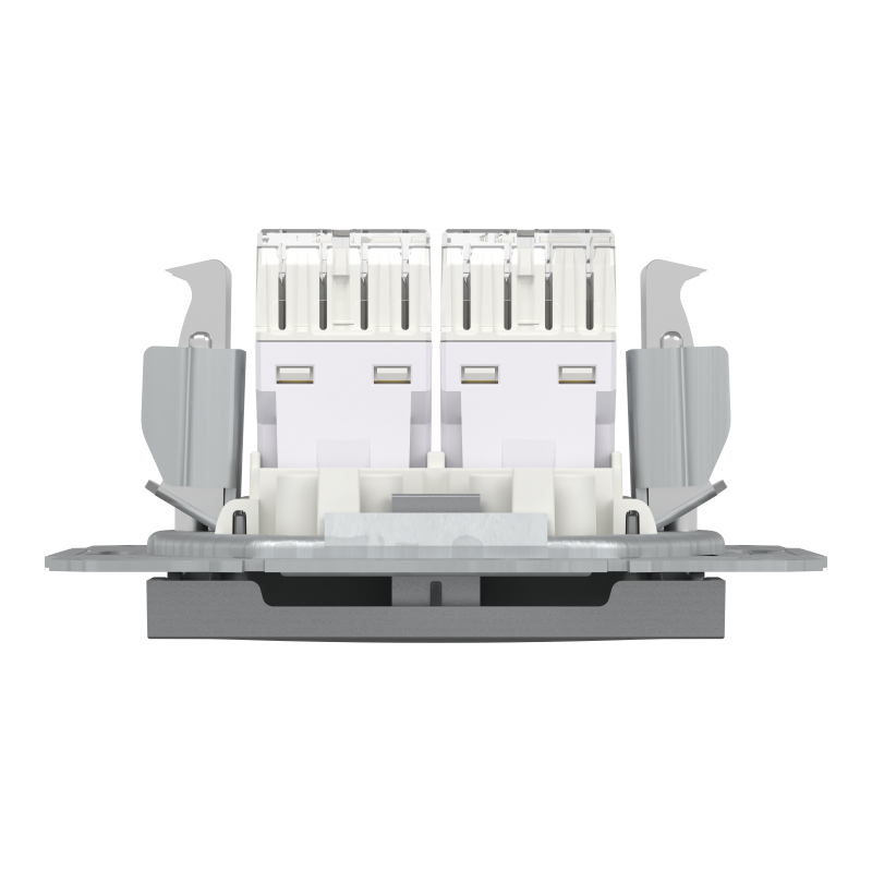 РОЗЕТКА КОМП'ЮТЕРНА RJ45 UTP КАТ. 5Е ПОДВІЙНА ASFORA СТАЛЬ