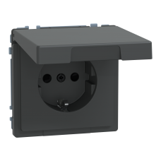 Розетка з кришкою IP44 заземленням та зі шторками 16А SysD антрацит