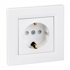 Asfora - single socket outlet with side earth - 16A shutters white 5 pack
