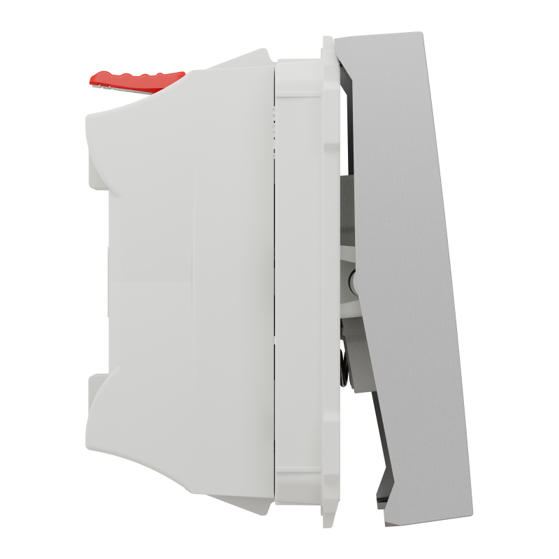 Вимикач 1-клавішний кнопковий схема 1, 10А, 2 модулі алюміній