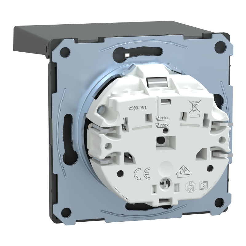 D-Life РОЗЕТКА з/к і кришкою IP44 АНТРАЦИТ